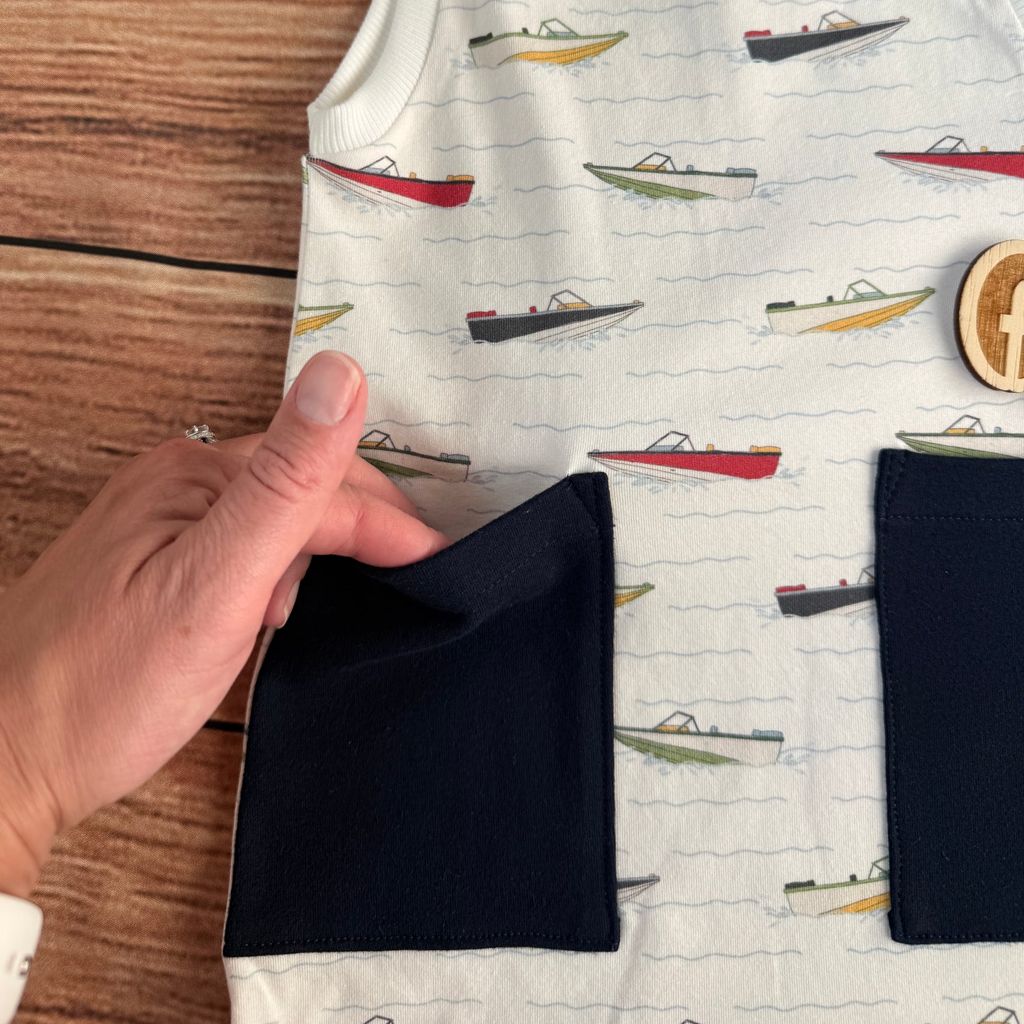 Speedboats & Waves Tank Romper with Pockets