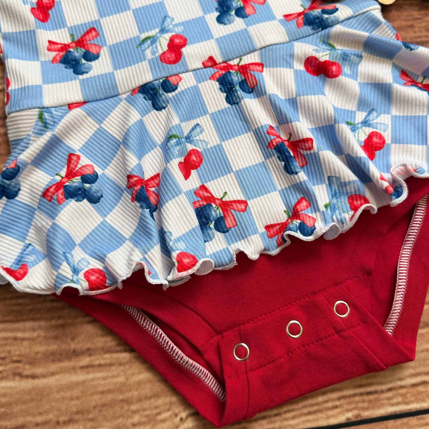 Cherry & Blueberry Tiny Tanksie Peplum Romper