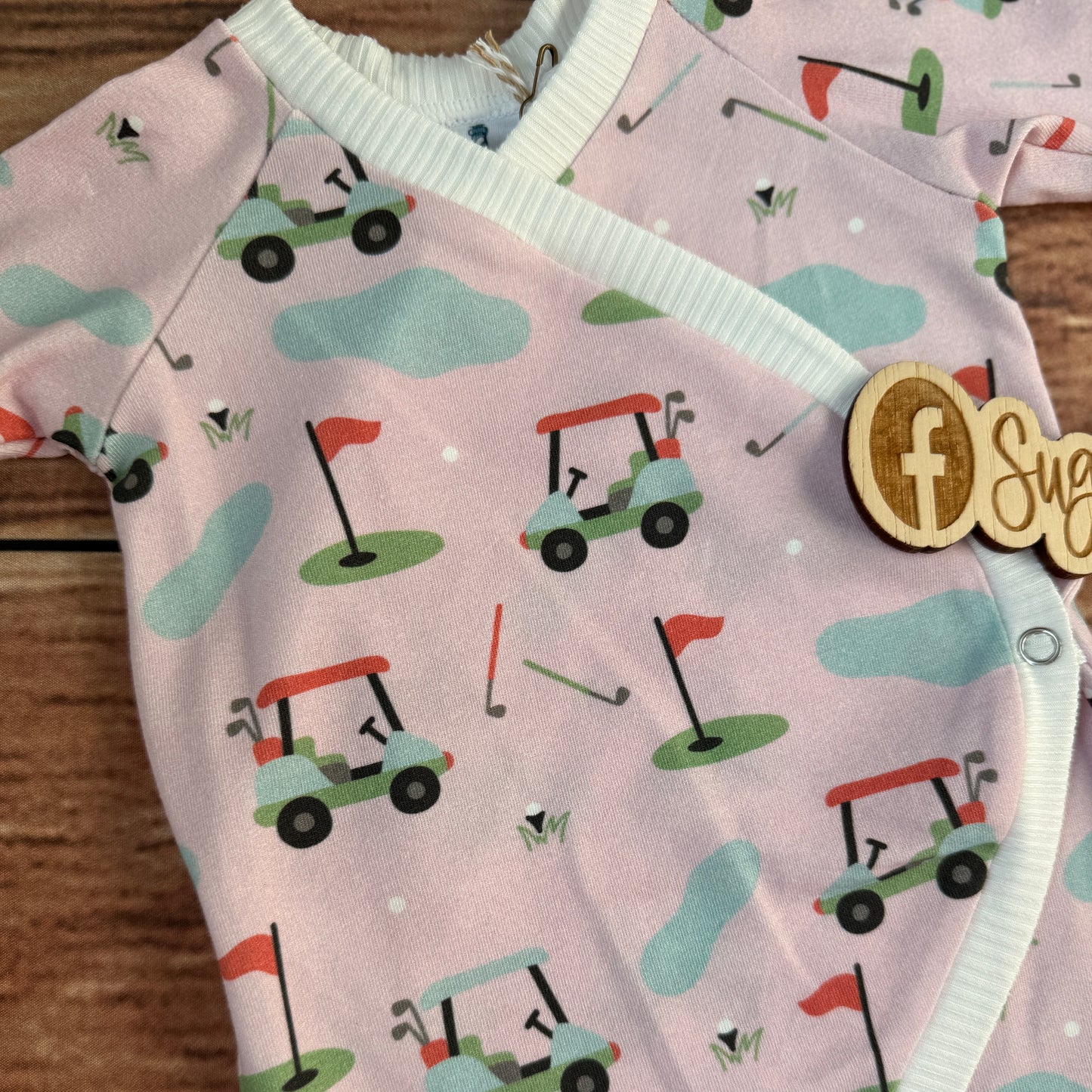 Pink Golf Print Baby East Romper