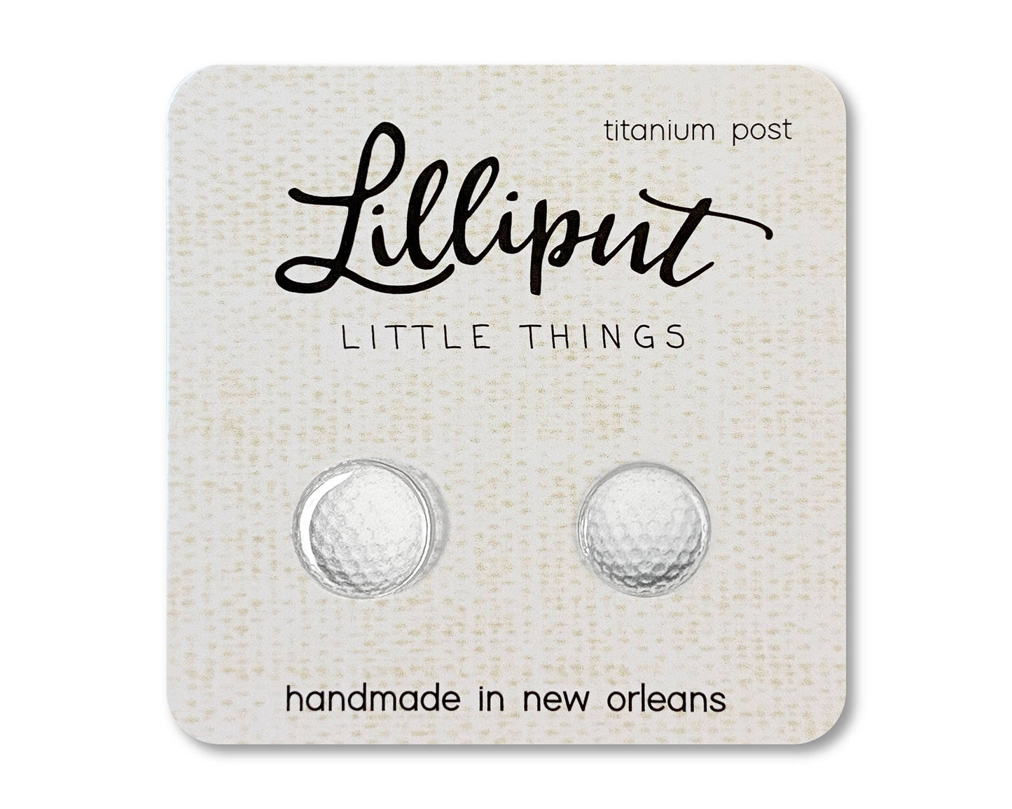 Lilliput Golf Ball Earrings // Sports Earrings