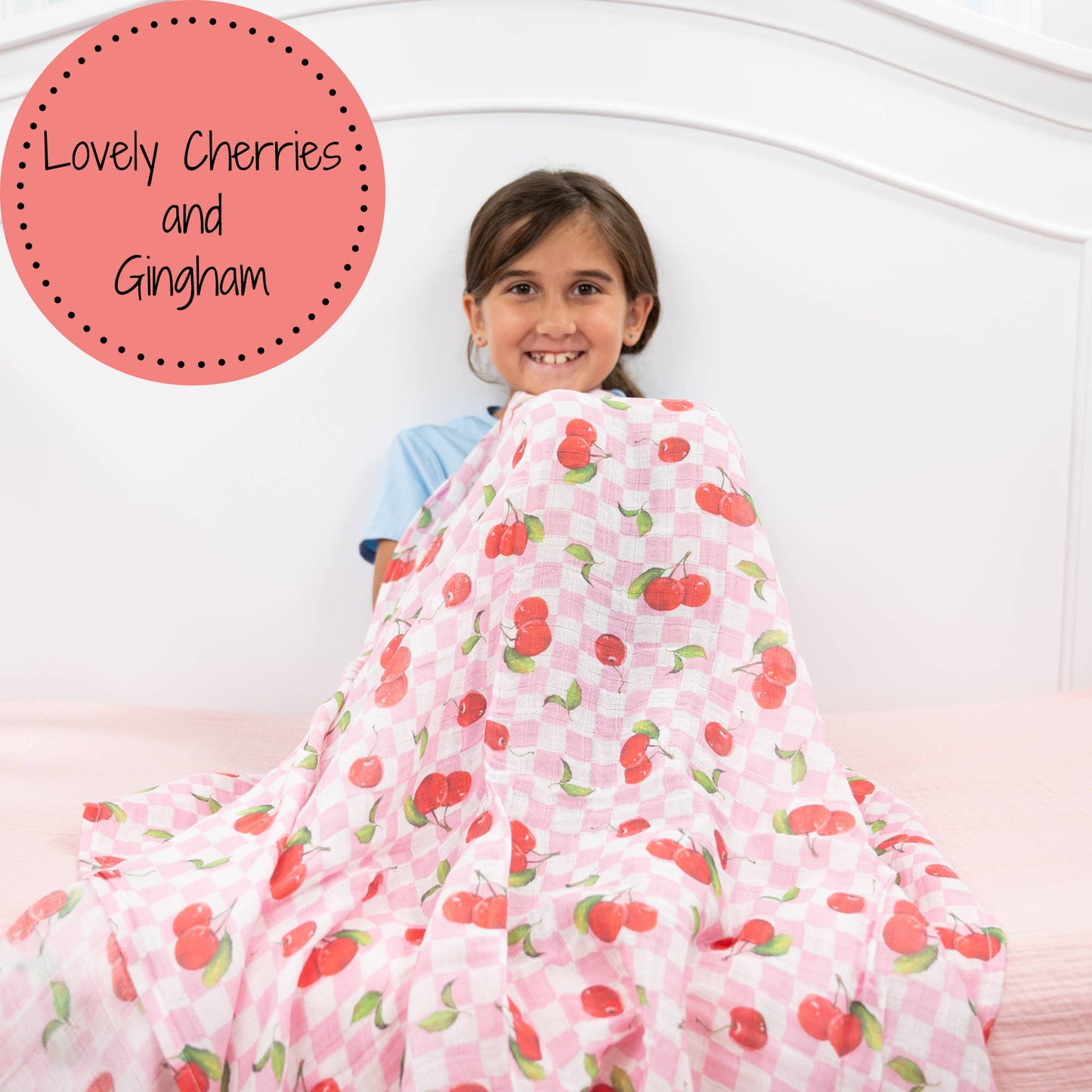 LollyBanks Cherry on Top Baby Muslin Swaddle Blanket