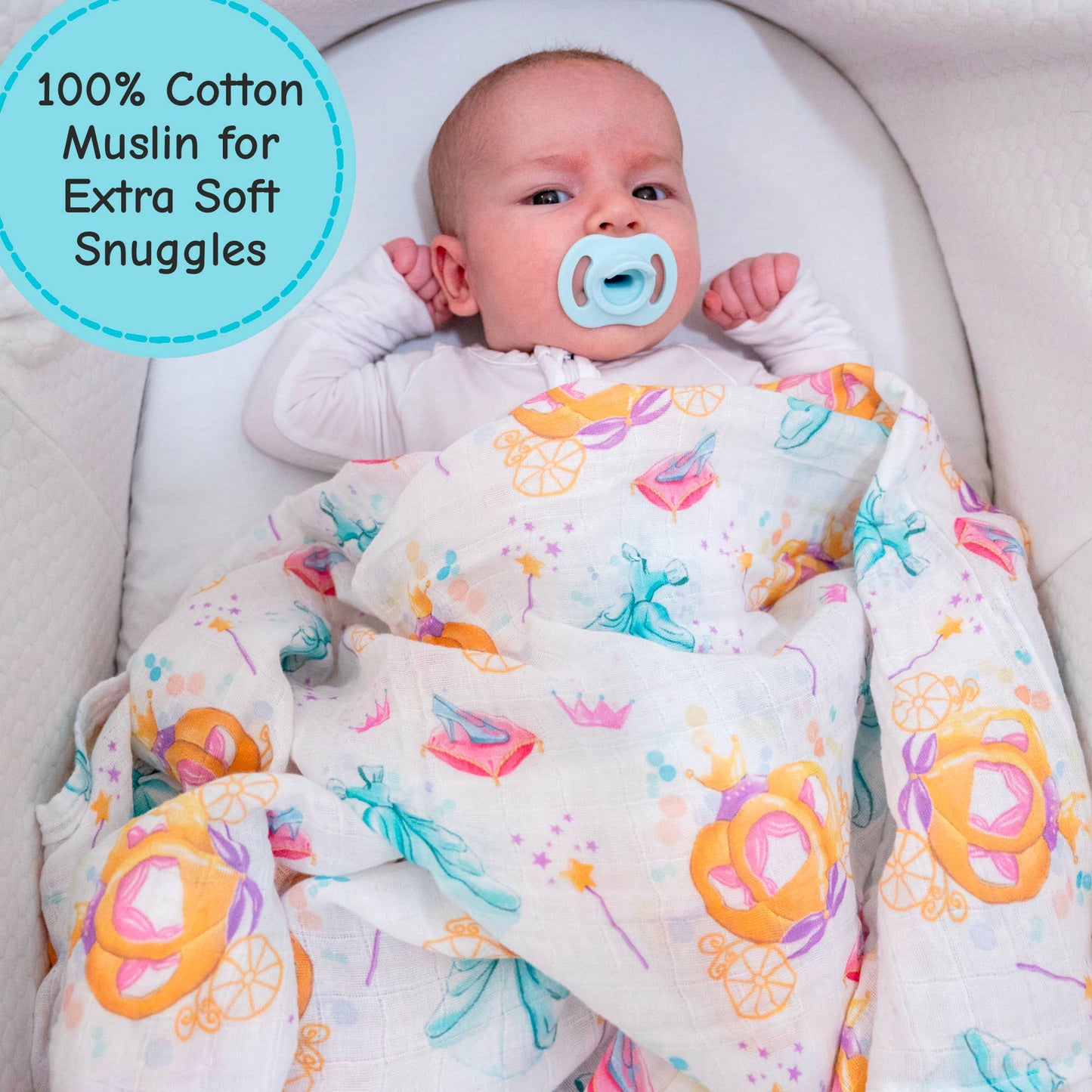 Baby Muslin Swaddle Blanket 47x47 Glass Slipper