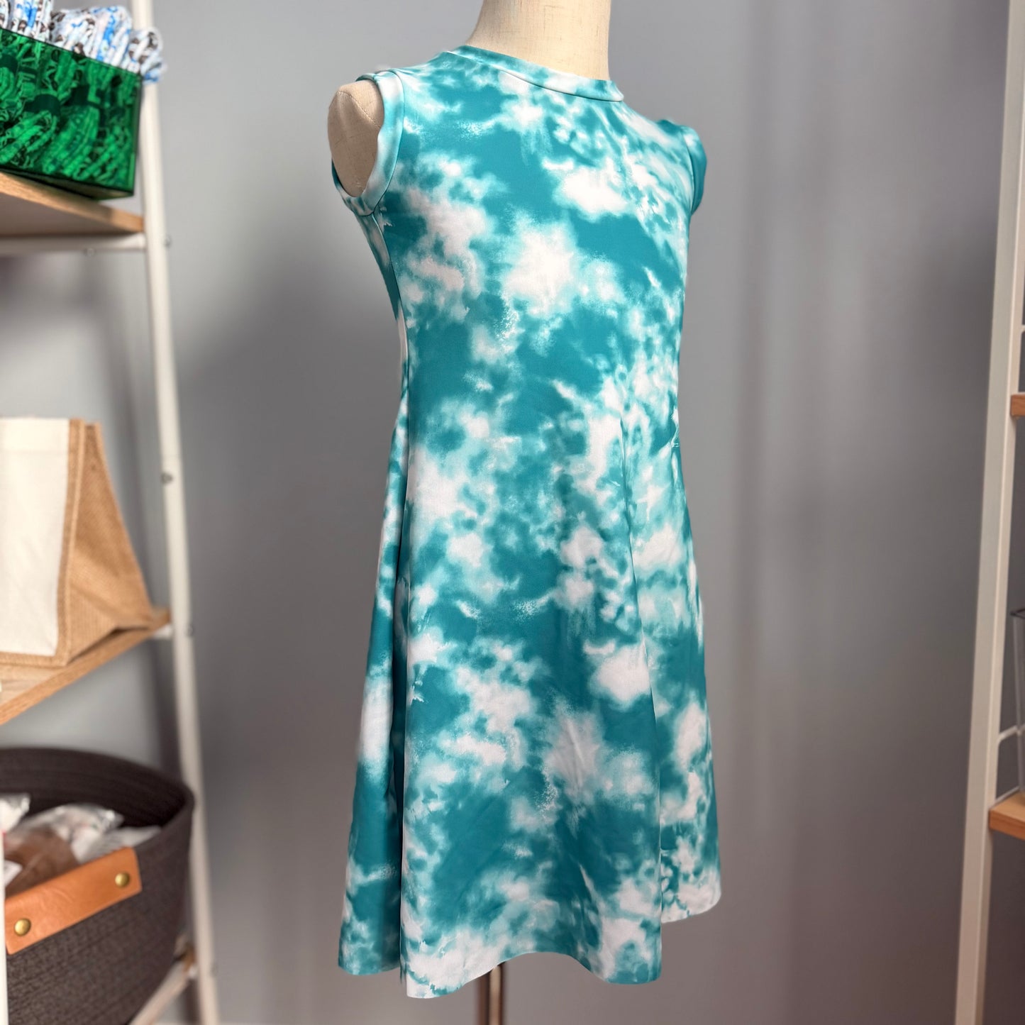 Swim Material Dress - Teal Tie Dye