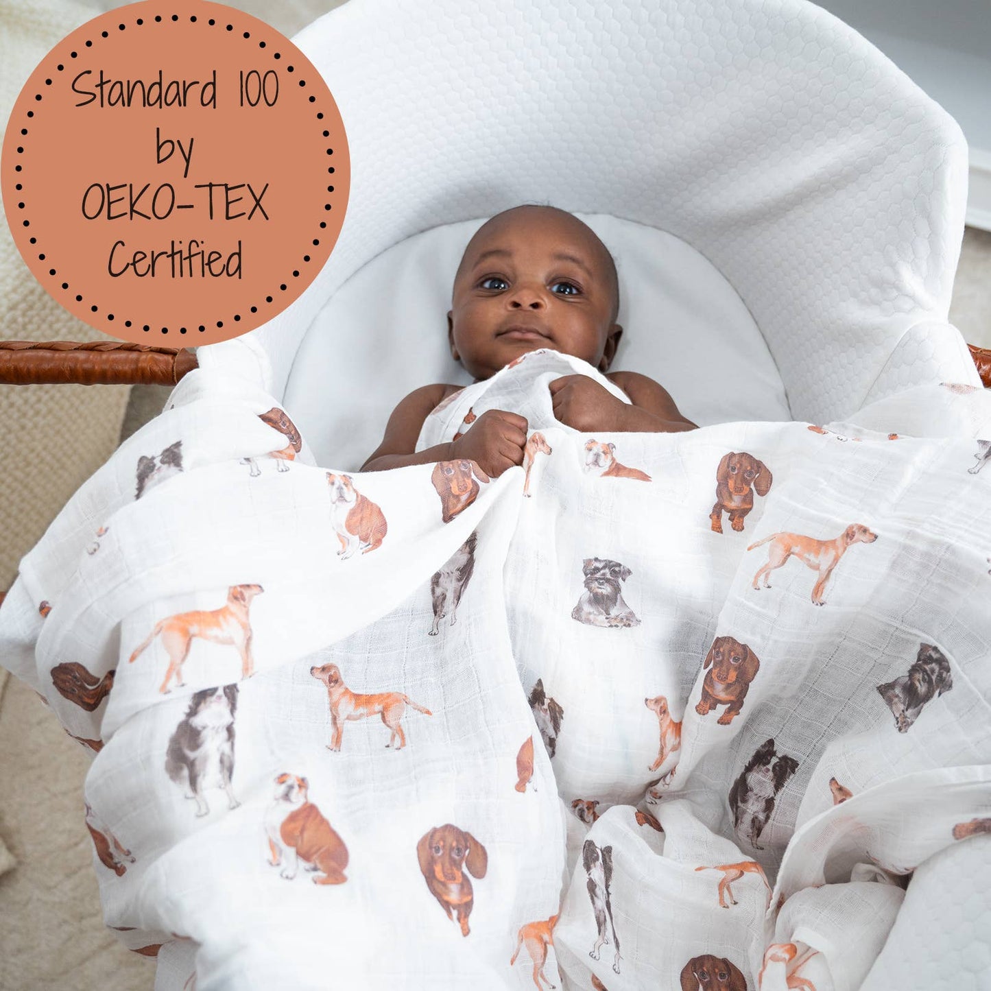 LollyBanks Doggone Cute Baby Muslin Swaddle Blanket 47x47 Doggone Cute