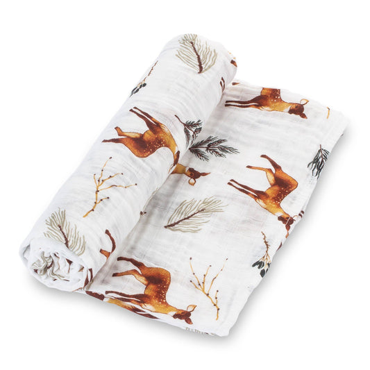 LollyBanks Oh Deer Baby Muslin Swaddle Blanket