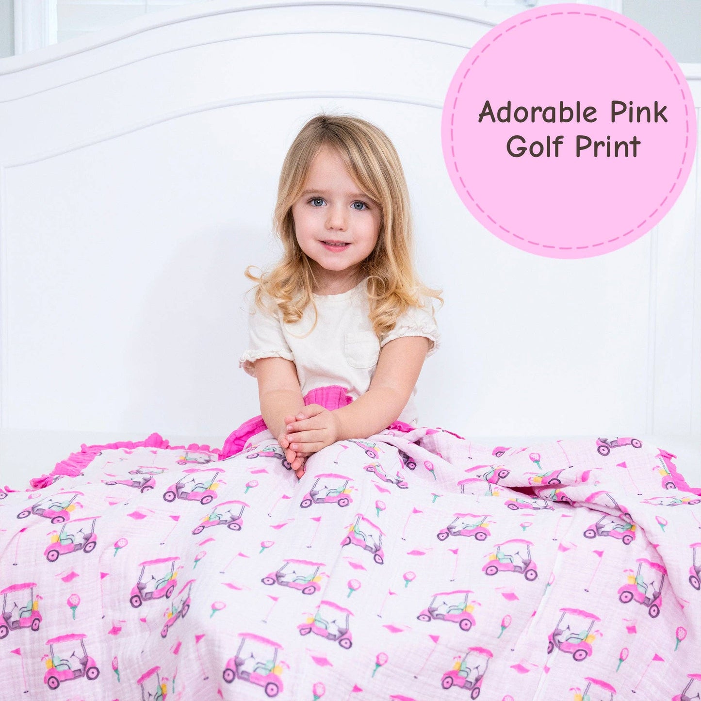 LollyBanks Lil Miss Birdie Muslin Quilt Baby & Kids Ruffle Blanket