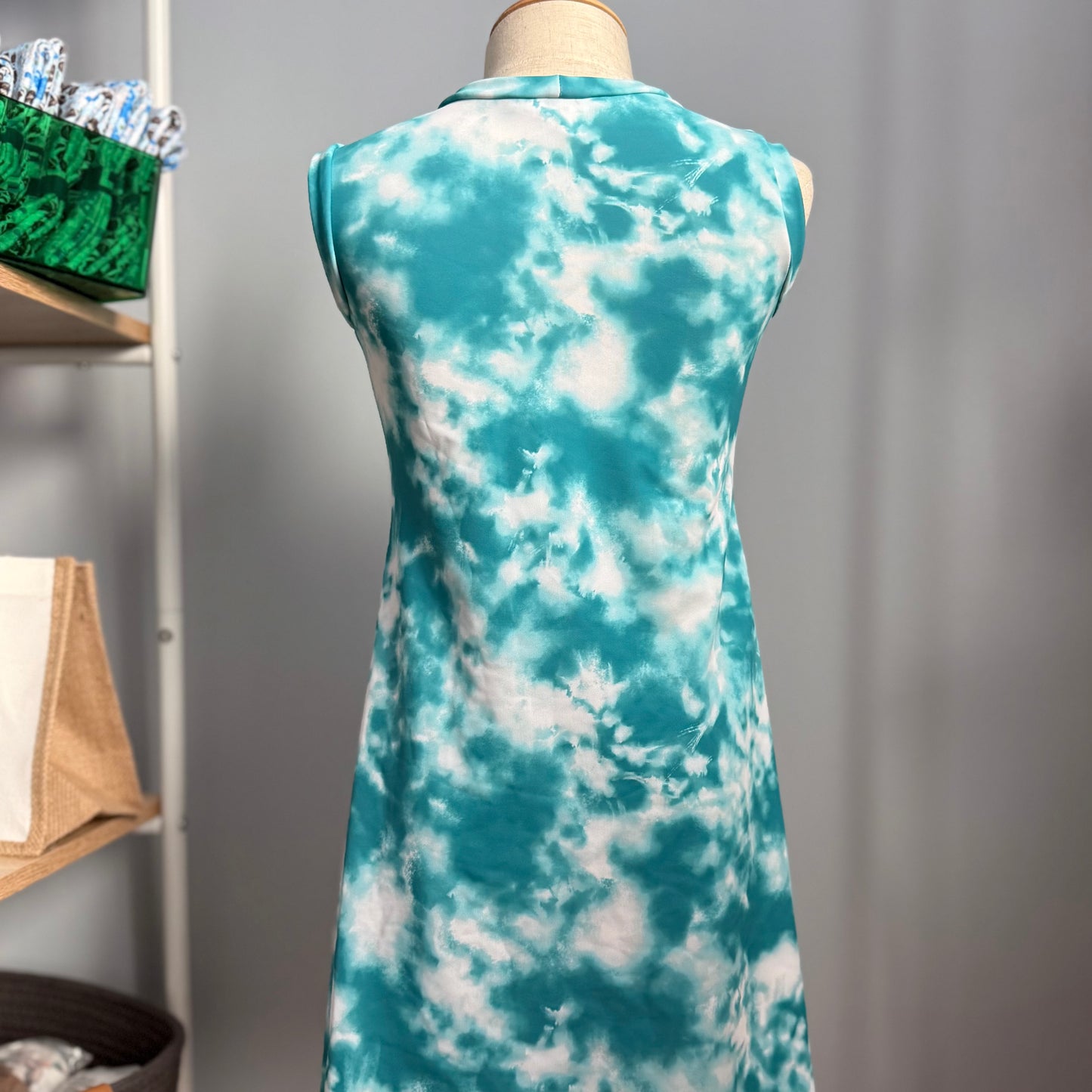 Swim Material Dress - Teal Tie Dye