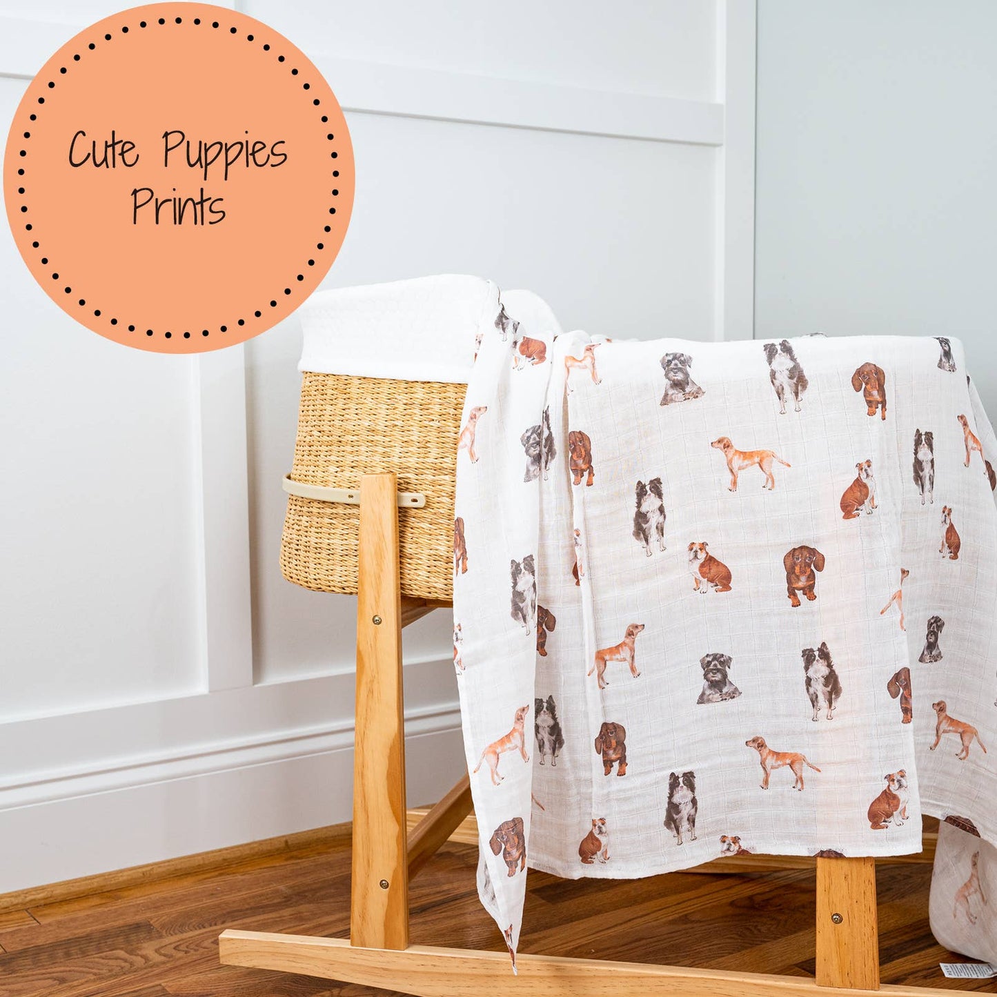 LollyBanks Doggone Cute Baby Muslin Swaddle Blanket 47x47 Doggone Cute