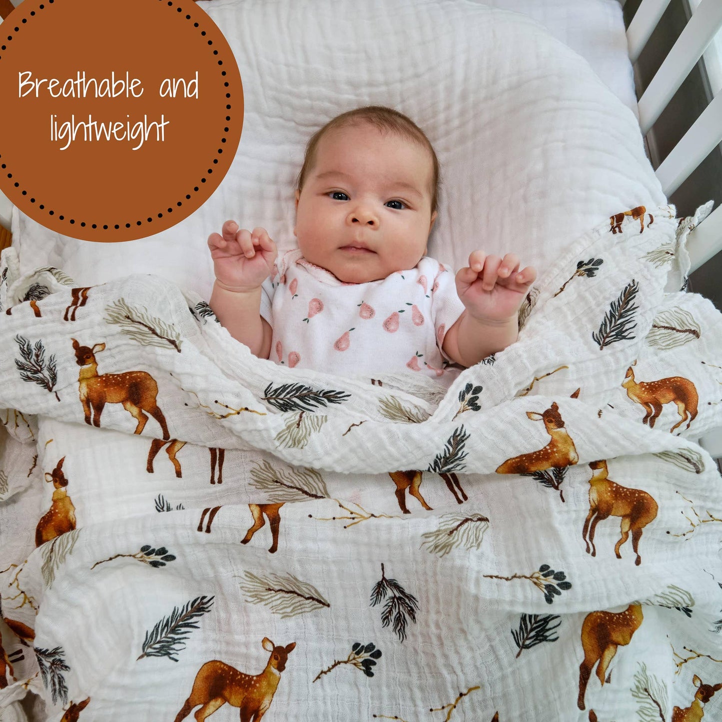 LollyBanks Oh Deer Baby Muslin Swaddle Blanket