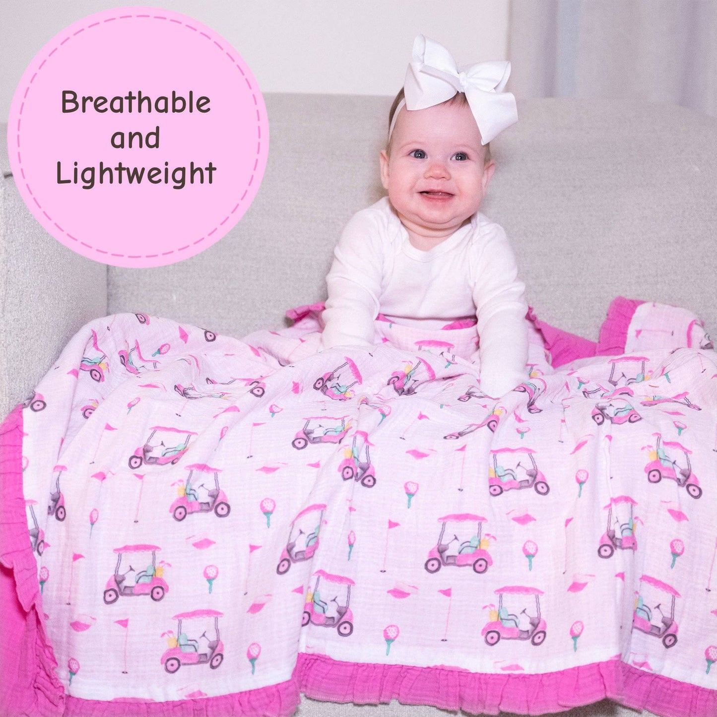 LollyBanks Lil Miss Birdie Muslin Quilt Baby & Kids Ruffle Blanket