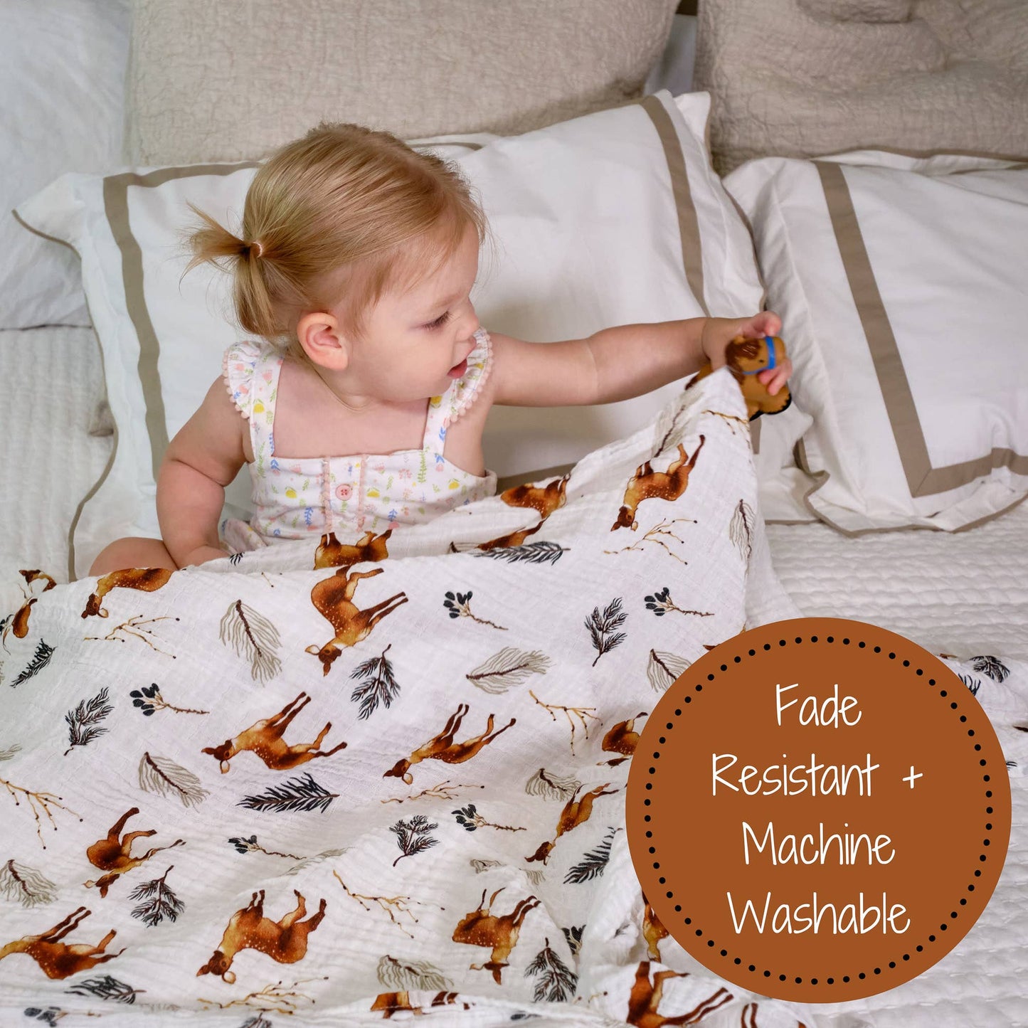 LollyBanks Oh Deer Baby Muslin Swaddle Blanket