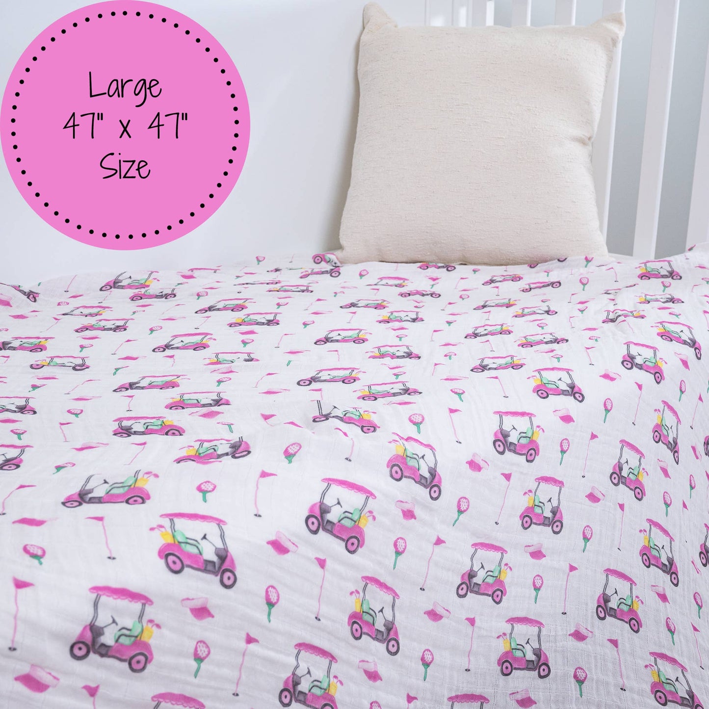 LollyBanks Lil Miss Birdie Baby Muslin Swaddle Blanket 47x47