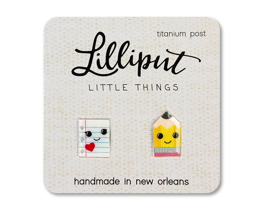 Lilliput Paper and Pencil Earrings // Teacher Gift // Back to School