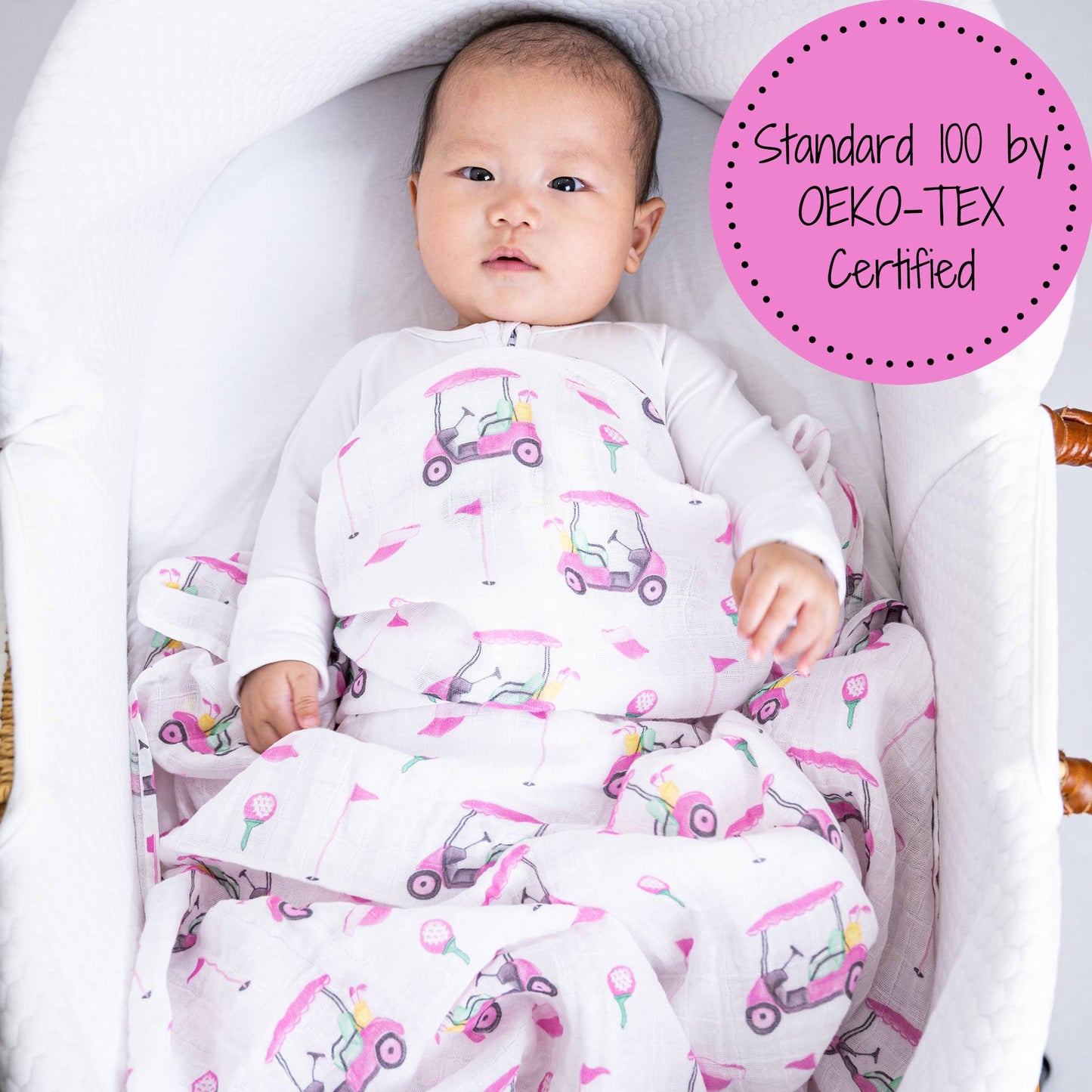 LollyBanks Lil Miss Birdie Baby Muslin Swaddle Blanket 47x47