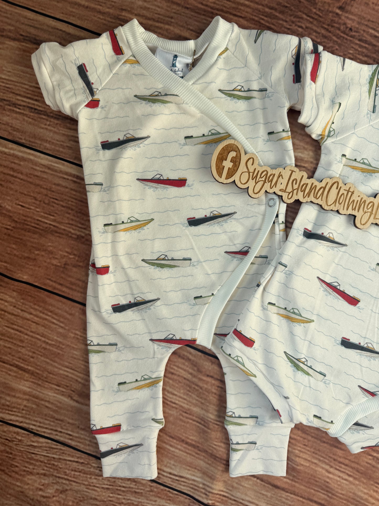Speedboats & Waves Baby East Romper