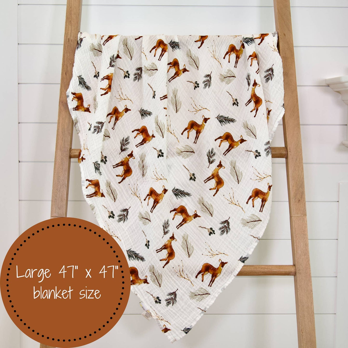 LollyBanks Oh Deer Baby Muslin Swaddle Blanket