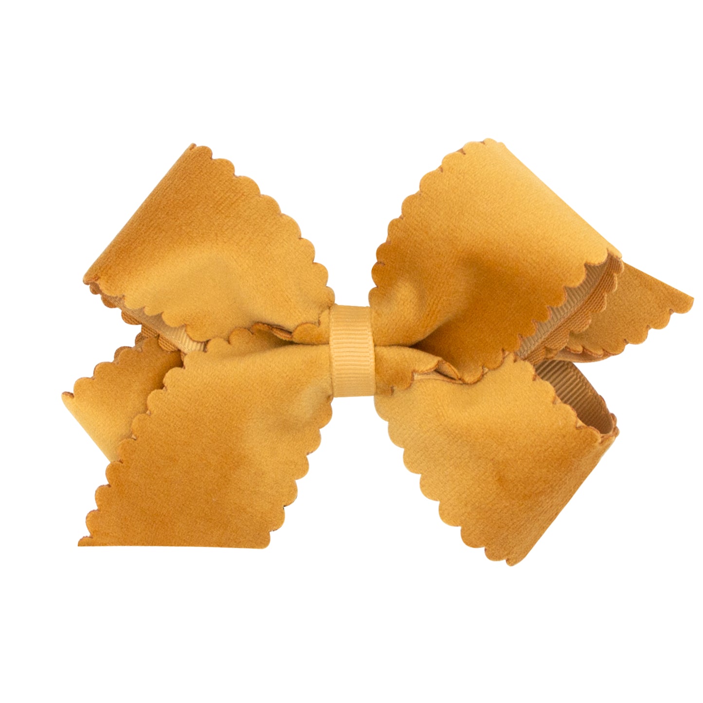 WeeOnes Medium Faux Velvet Overlay Bow - Old Gold