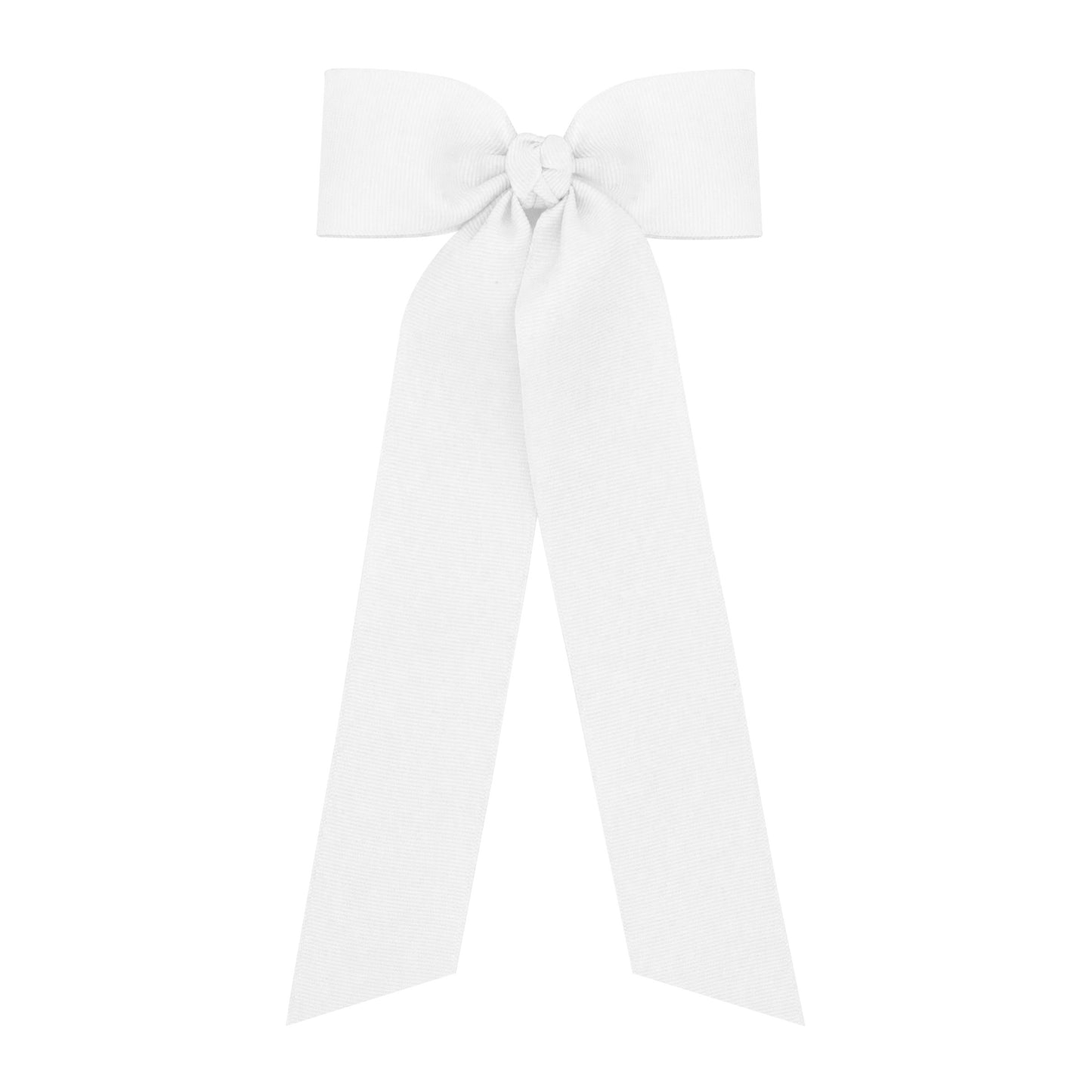 WeeOnes Medium Grosgrain Bow Tie with Streamer Tails - White