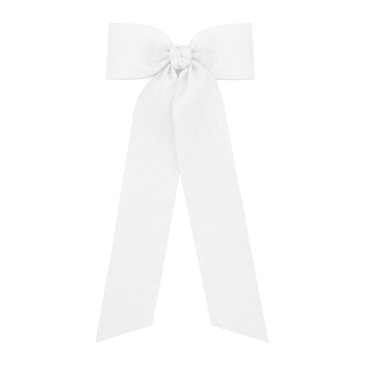 WeeOnes Medium Grosgrain Bow Tie with Streamer Tails - White