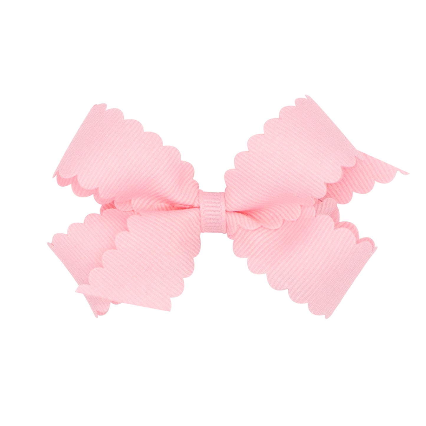 Wee Ones Mini Grosgrain Hair Bow with Scalloped Edge - Light Pink