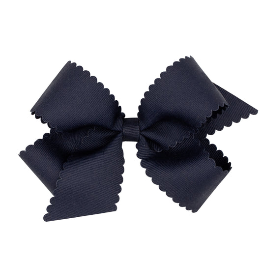 WeeOnes Medium Scalloped Edge Bow - Navy