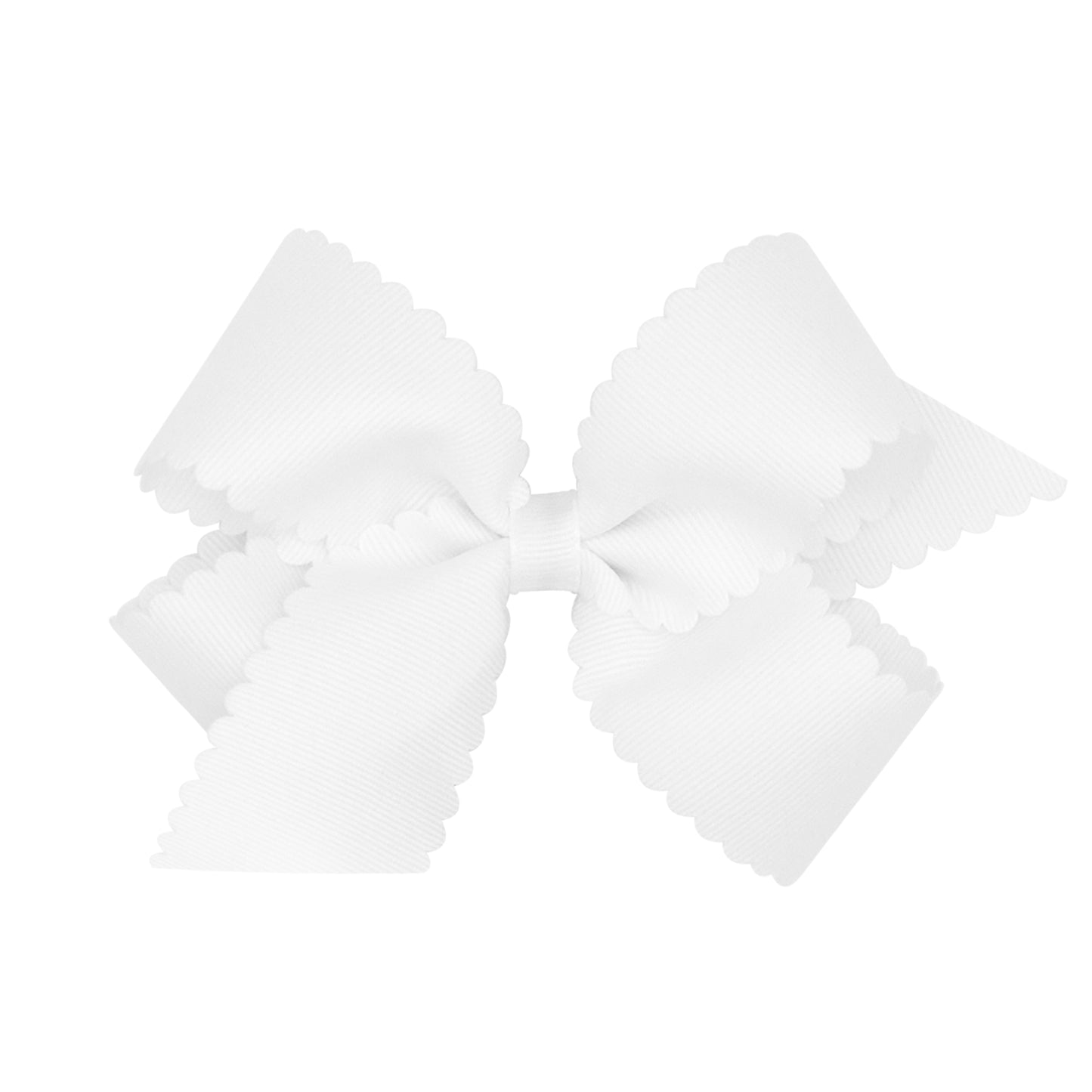 WeeOnes Medium Scalloped Edge Bow - White