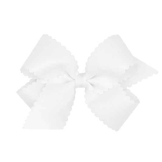 WeeOnes Medium Scalloped Edge Bow - White
