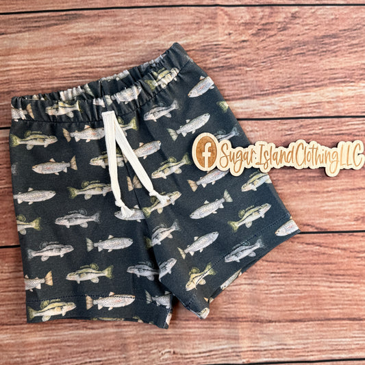 Navy Blue Fish Shorts