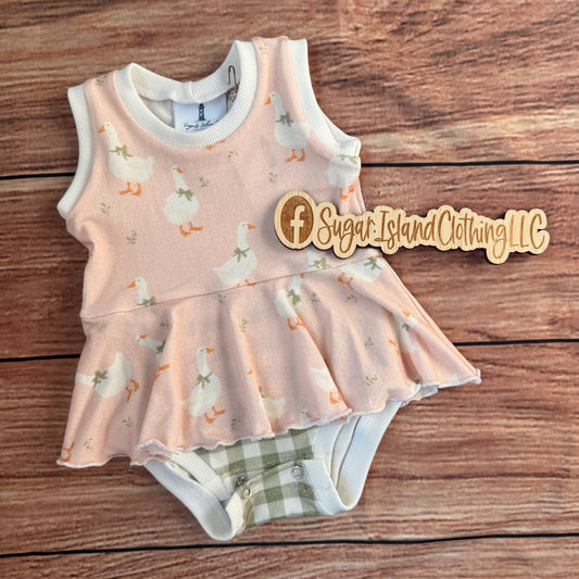 Goose & Gingham Tiny Tanksie Peplum Romper