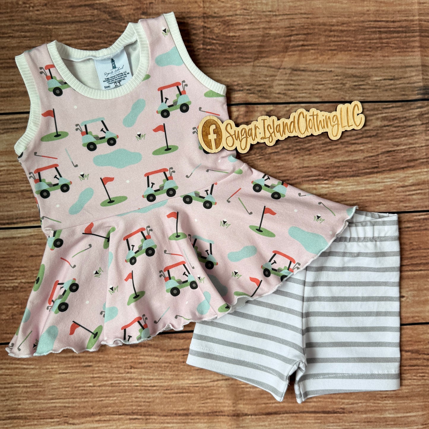 Pink Golf Tiny Tanksie Peplum Tank & Biker Shorts Set