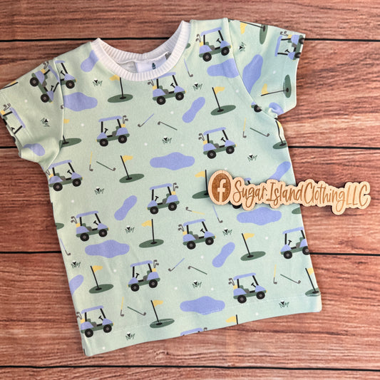 Green Golf Cart Basic Tee