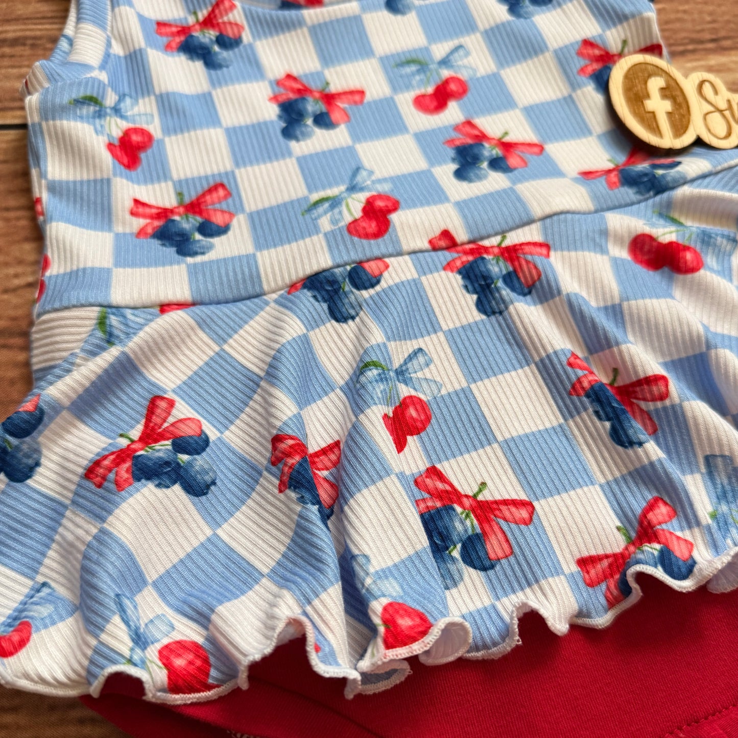 Cherry & Blueberry Tiny Tanksie Peplum Romper