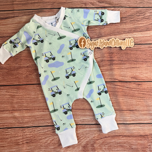 Green Golf Print Baby East Romper