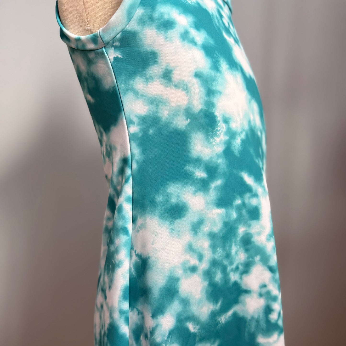 Swim Material Dress - Teal Tie Dye