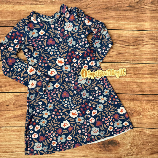 Navy Floral Dress