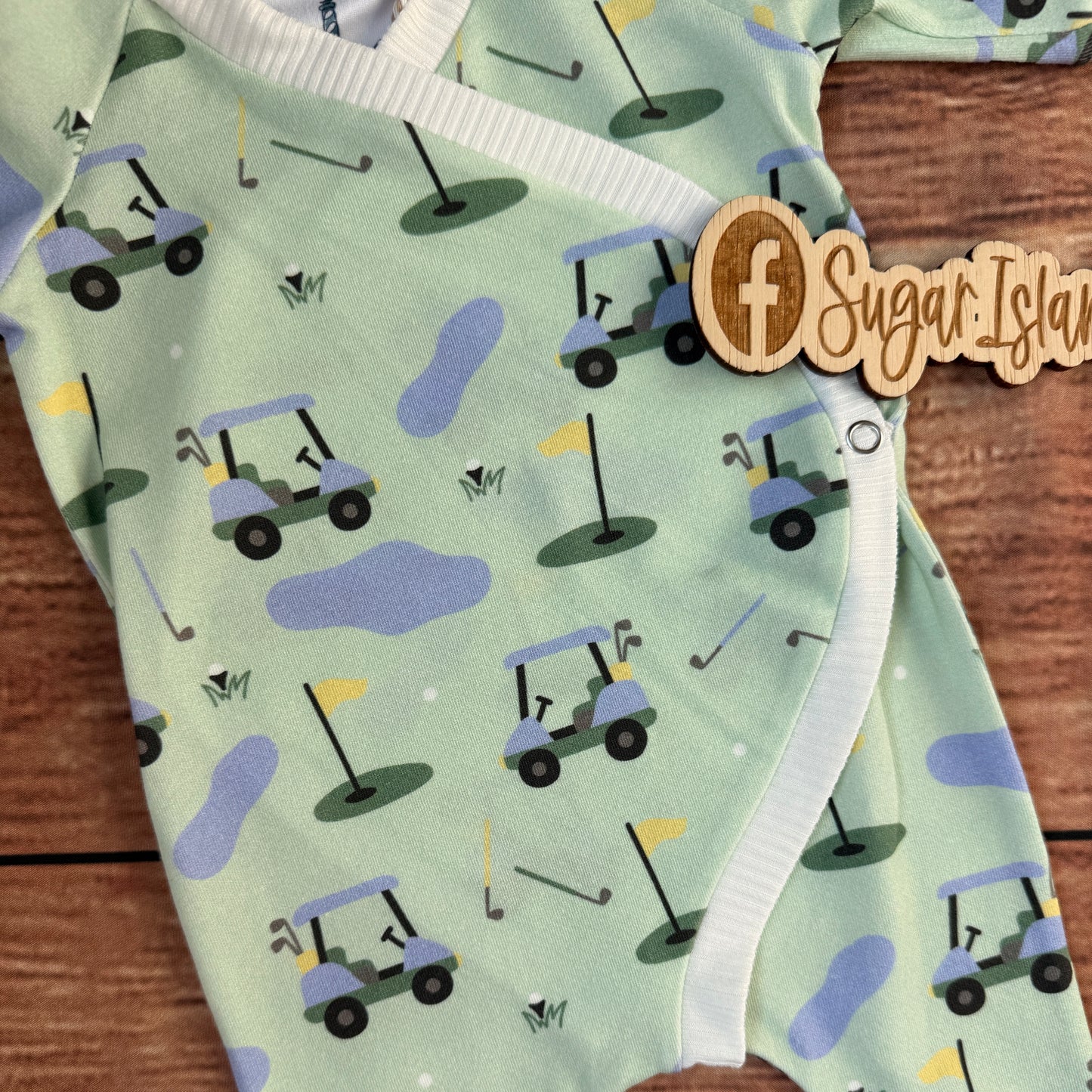 Green Golf Print Baby East Romper