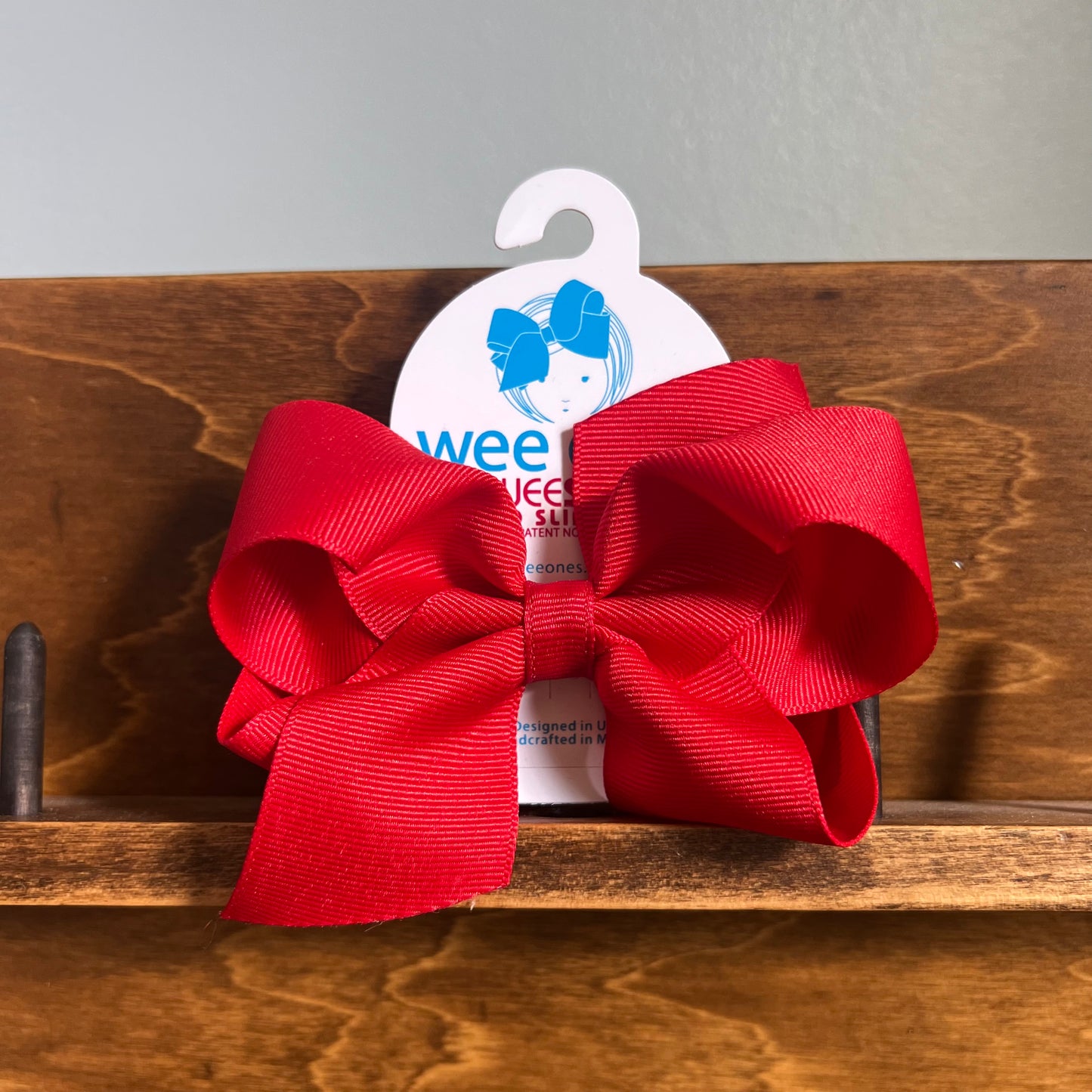WeeOnes Medium Classic Grosgrain Bow - Red