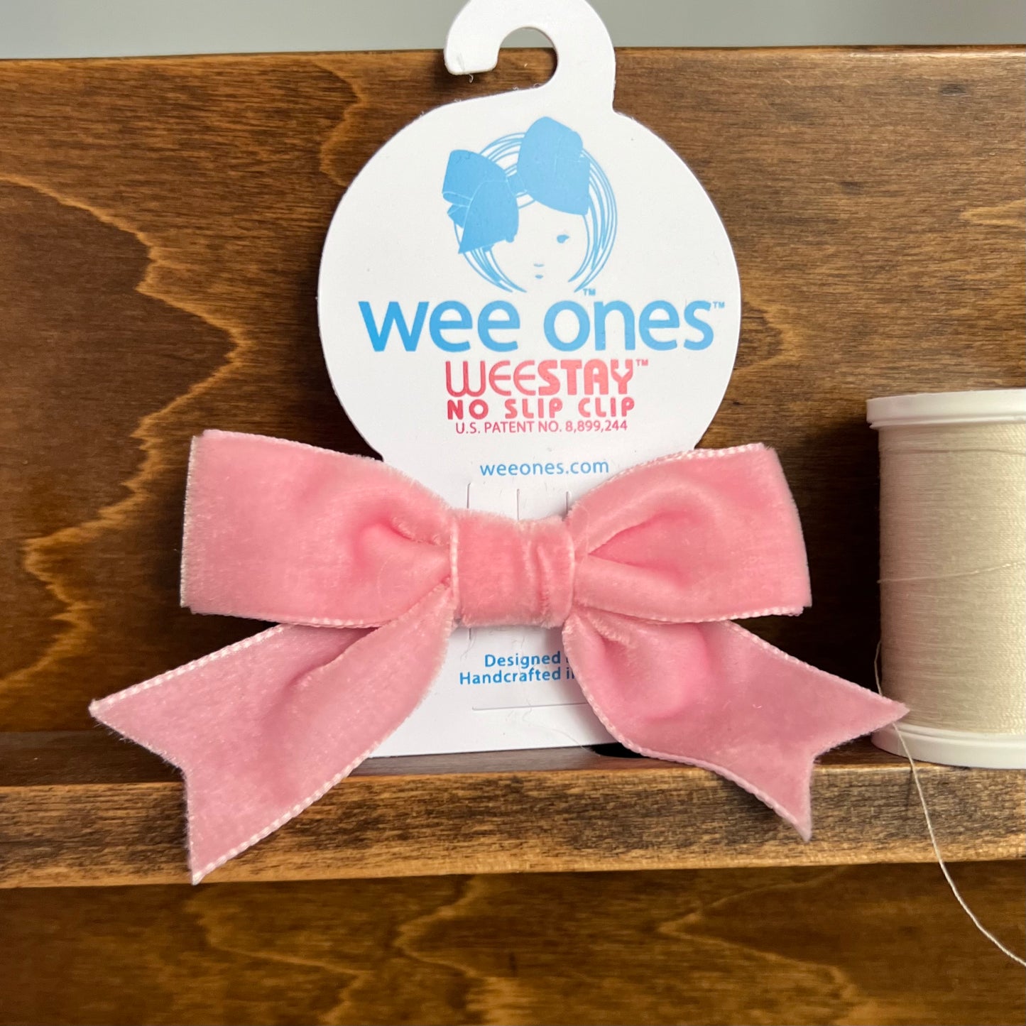 WeeOnes Mini Velvet Blush Pink Bow