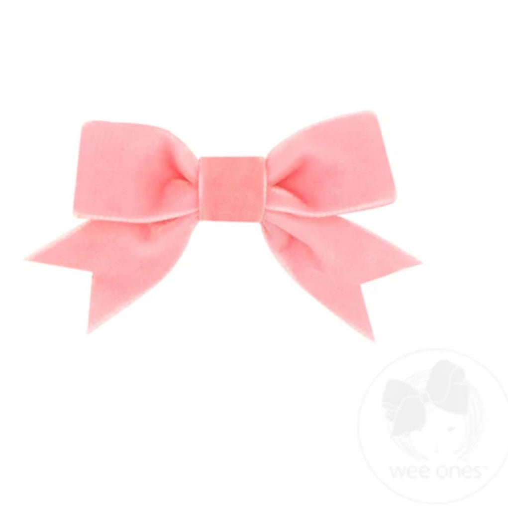 WeeOnes Mini Velvet Blush Pink Bow