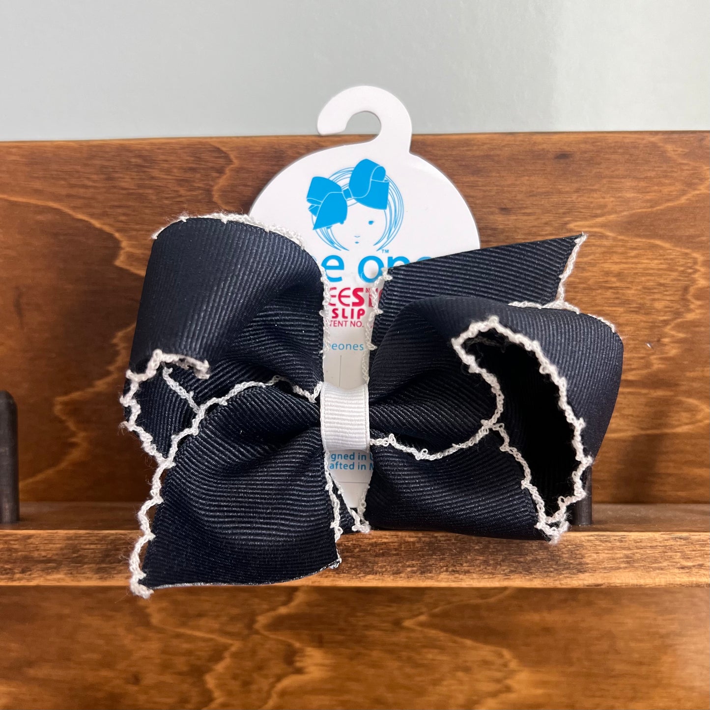 WeeOnes Medium Moonstitch Bow - Navy