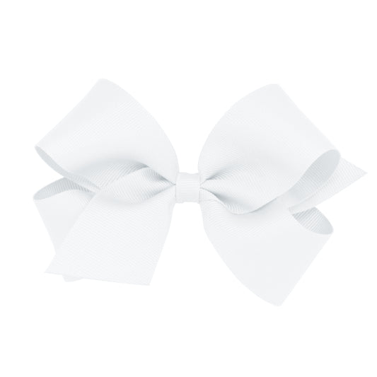 WeeOnes Medium Classic Grosgrain Bow - White