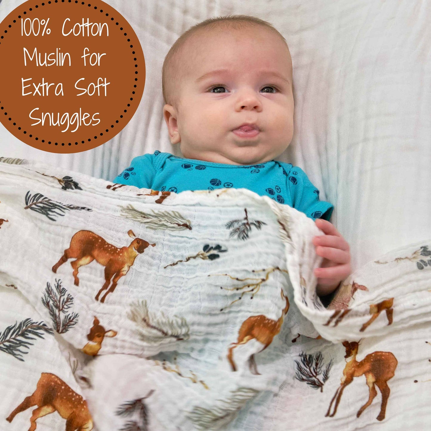 LollyBanks Oh Deer Baby Muslin Swaddle Blanket