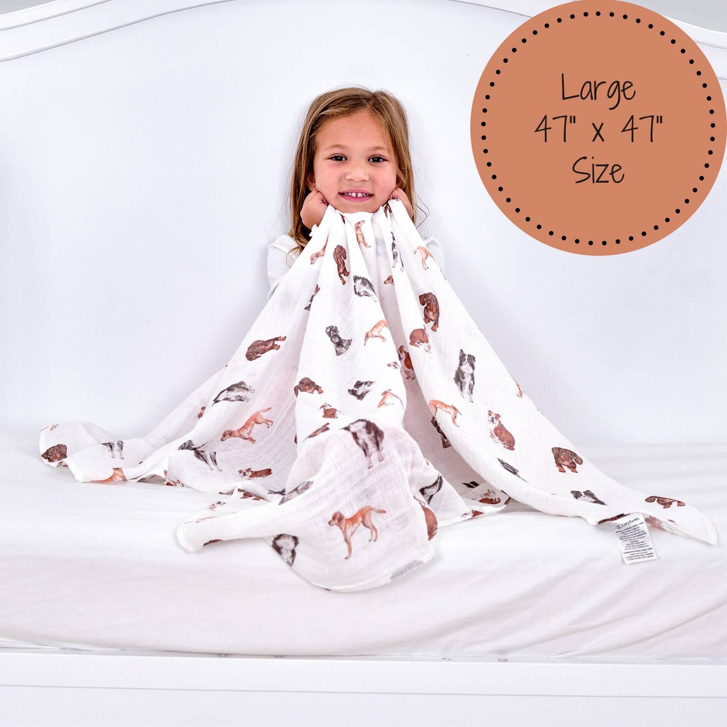 LollyBanks Doggone Cute Baby Muslin Swaddle Blanket 47x47 Doggone Cute