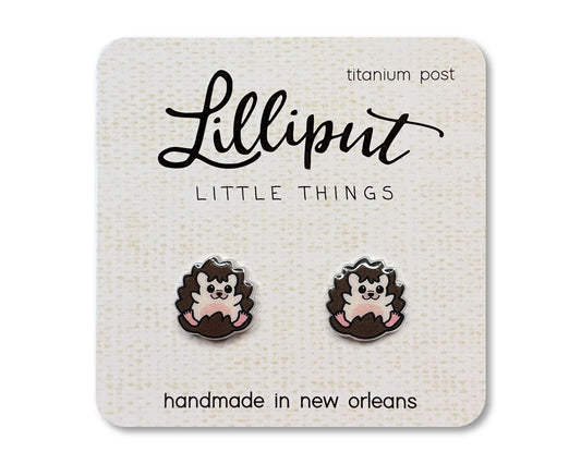 Lilliput Hedgehog Earrings // Cute Animal Earrings