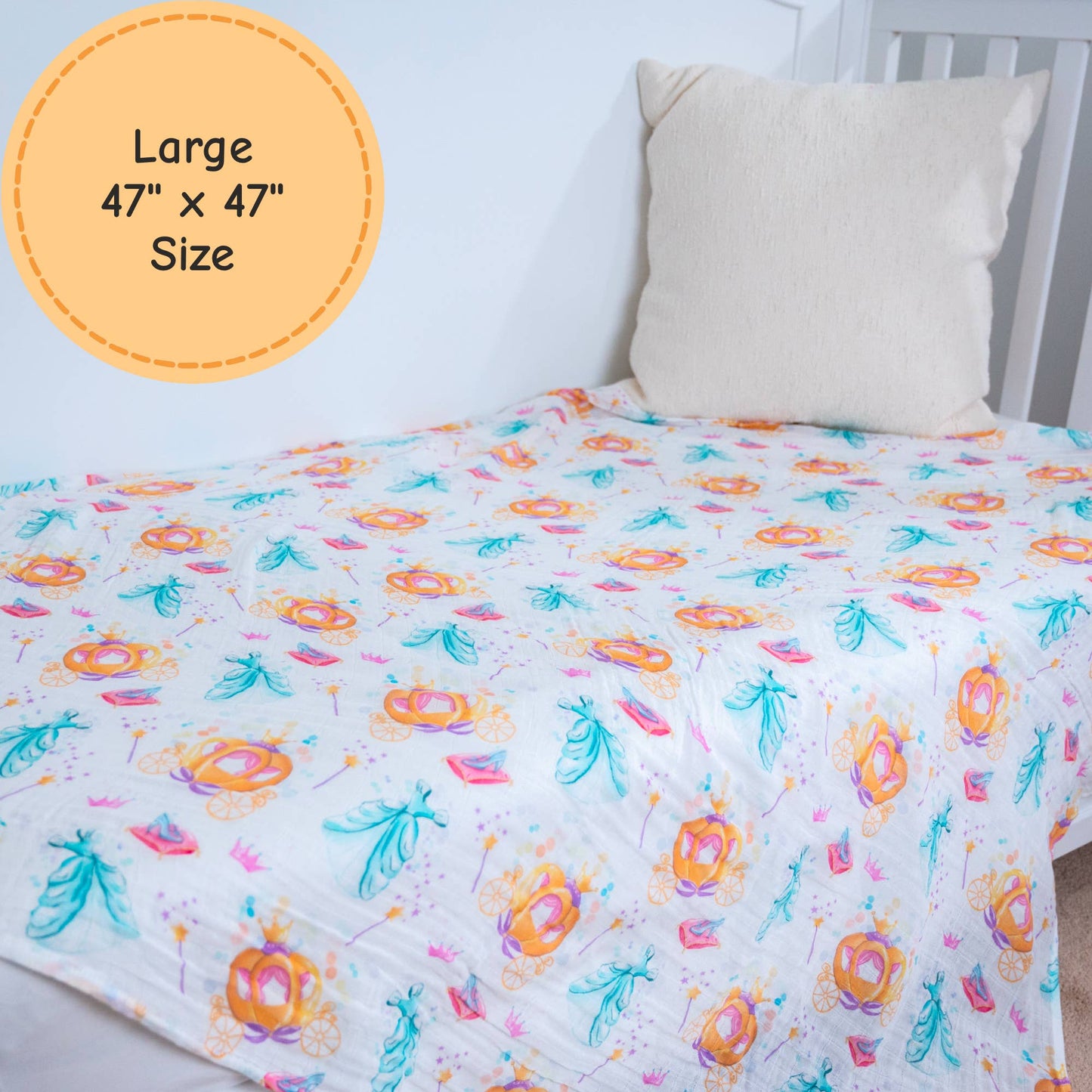 Baby Muslin Swaddle Blanket 47x47 Glass Slipper