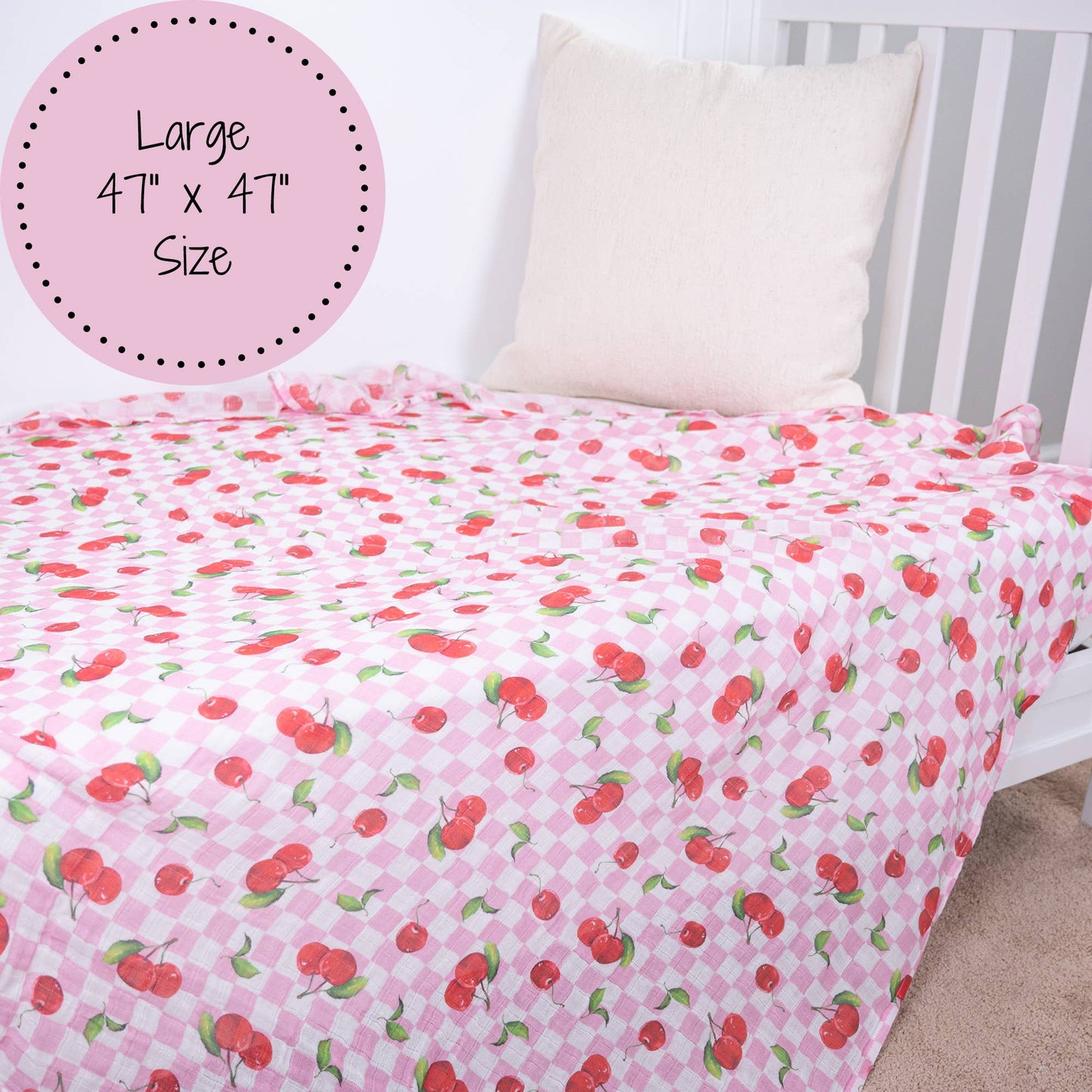 LollyBanks Cherry on Top Baby Muslin Swaddle Blanket