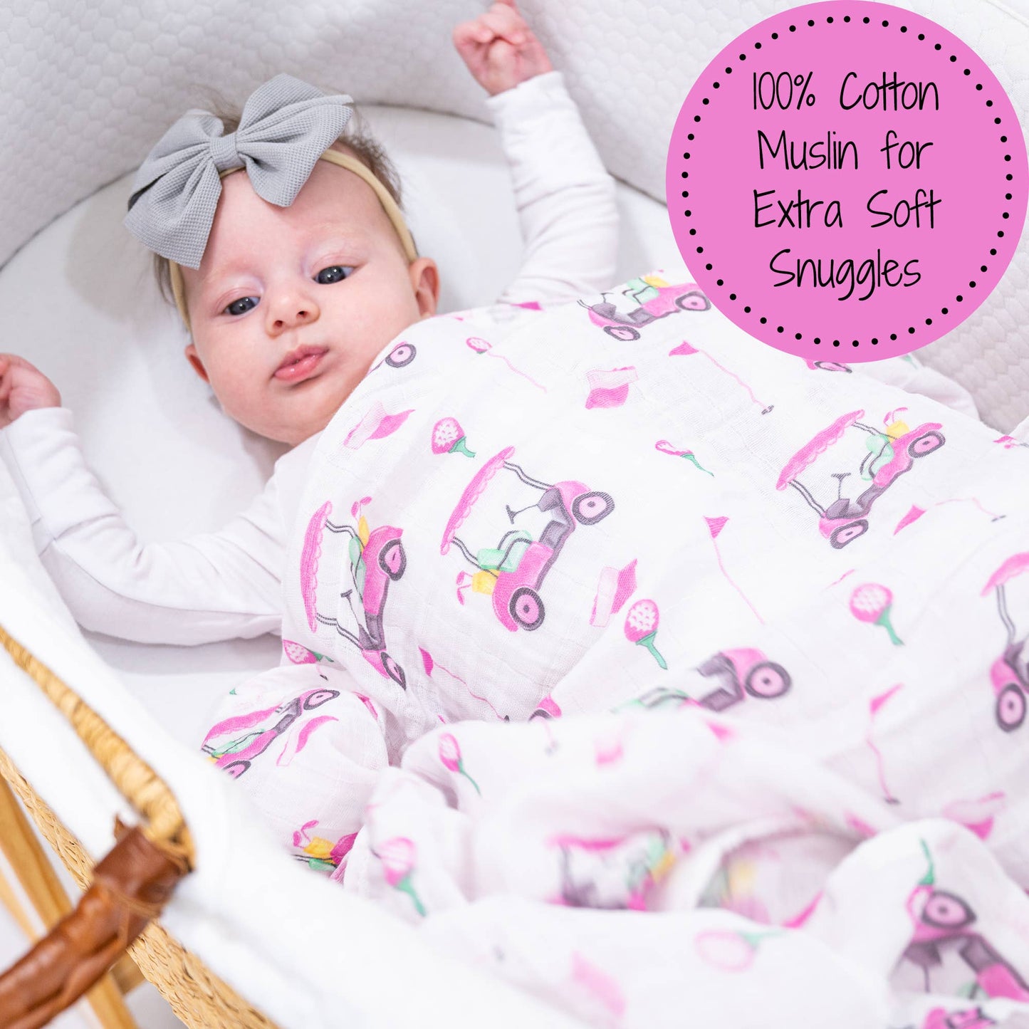 LollyBanks Lil Miss Birdie Baby Muslin Swaddle Blanket 47x47