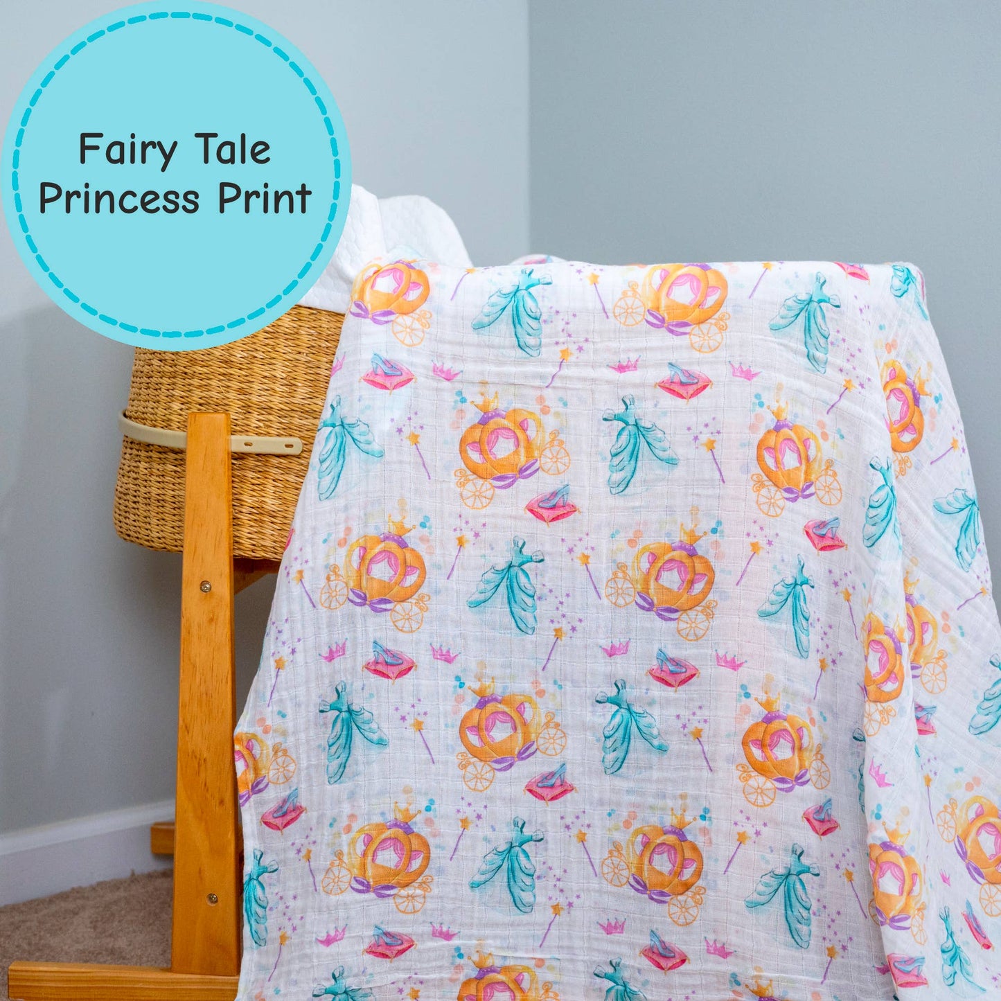 Baby Muslin Swaddle Blanket 47x47 Glass Slipper