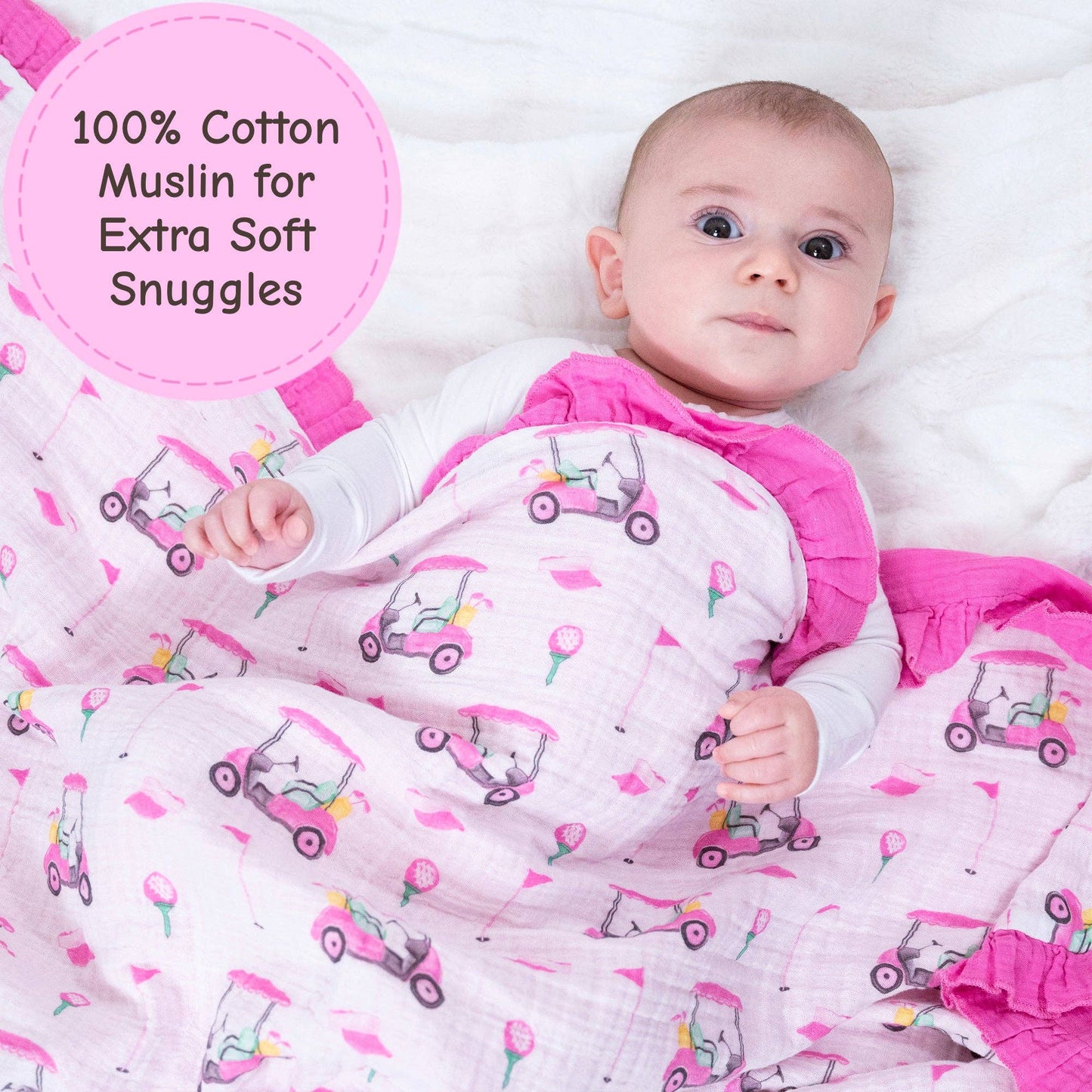 LollyBanks Lil Miss Birdie Muslin Quilt Baby & Kids Ruffle Blanket