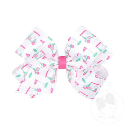 WeeOnes Medium Golf Print Grosgrain Bow